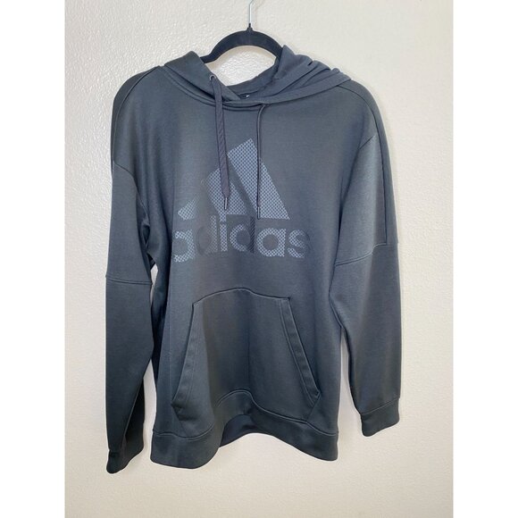 Adidas Mens Black Pullover Hoodie Large Polyester Long-Sleeves Drawstring - Picture 2 of 6